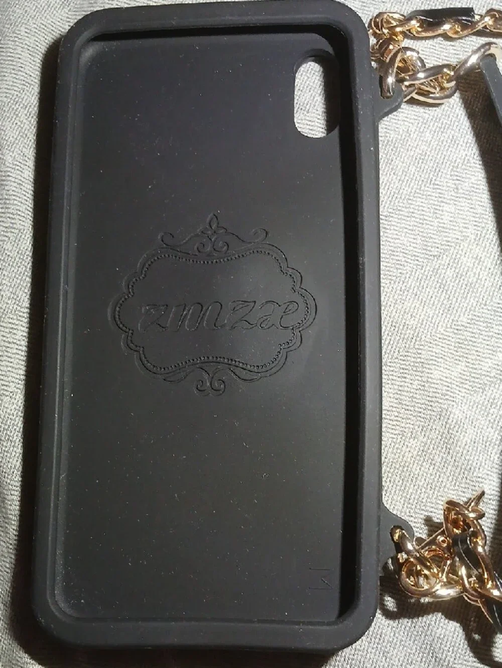 Black Crossbody Phone Case with Gold Chain Strap
